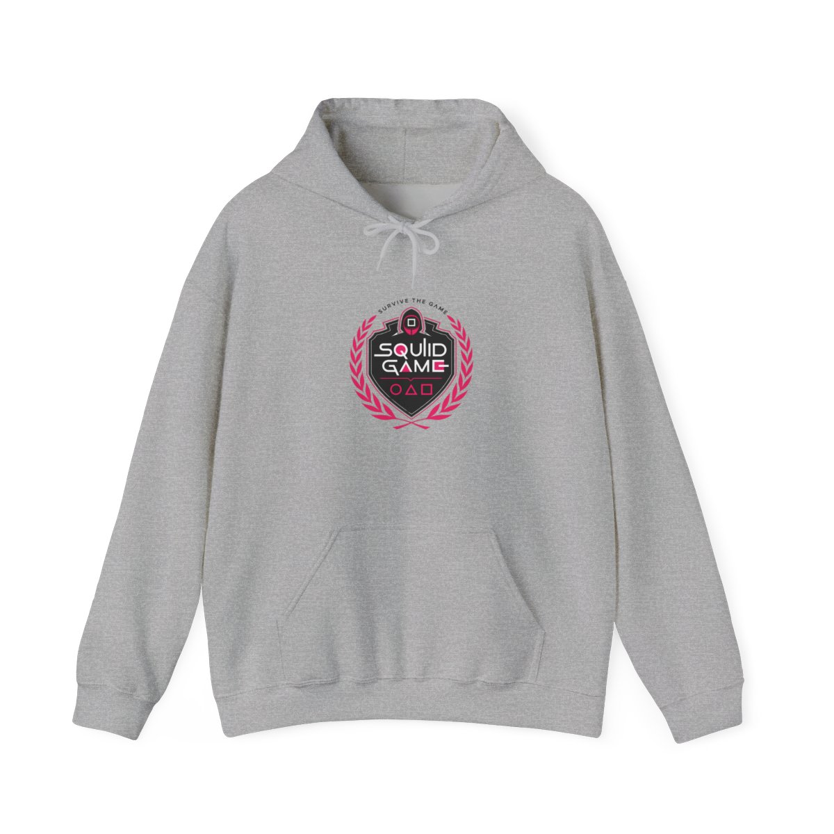 Squid Game " integrates a circle and a triangle, with " Hoodie - alternate angle 3, merchandise