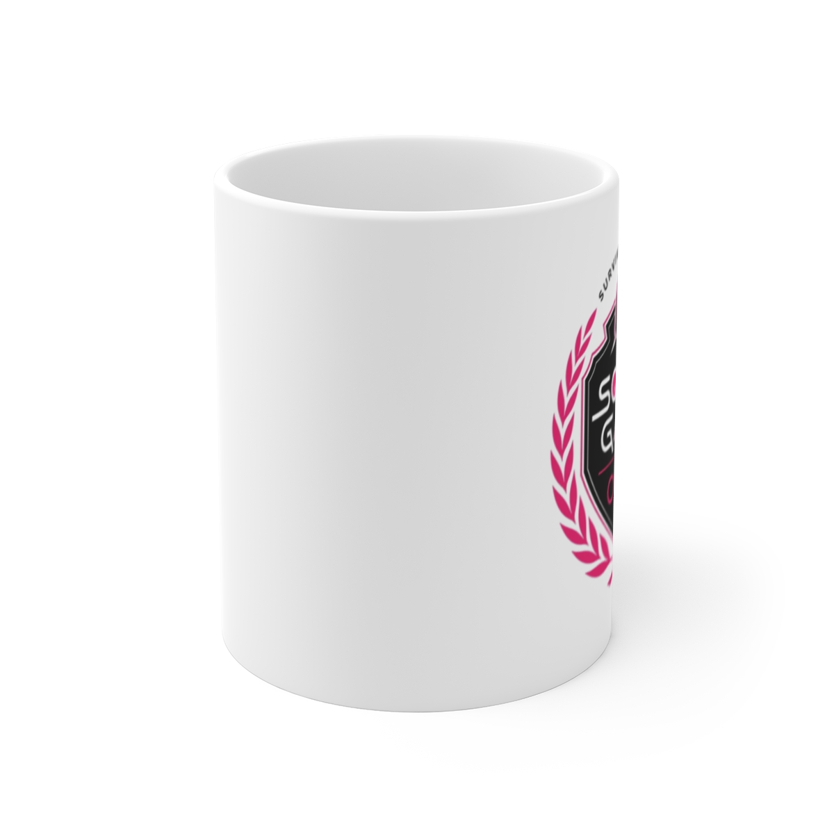 Squid Game " integrates a circle and a triangle, with " White Mug - alternate angle 1, merchandise