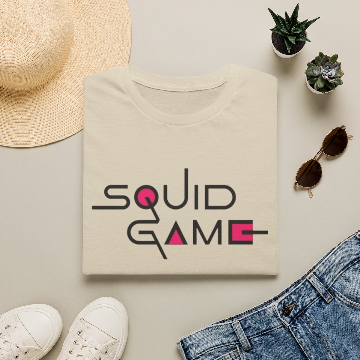Squid Game TV Series Logo T-Shirt | Retro Geometric Lettering | Squid Game Merch